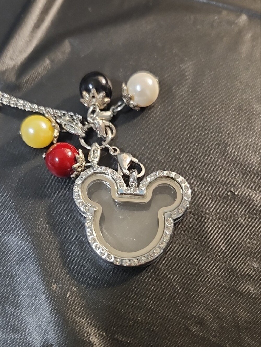 Mickey Mouse Crystal Outline Locket Necklace with Colorful Beads - Picture 3 of 4